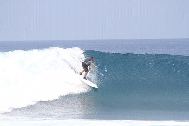 big guy boards being ridden . Sumatra, Surfing photo
