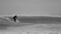 Ray Harris Jr. surfing on a cold North Carolina day.