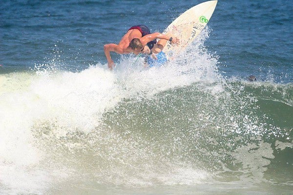 Jake Brinn getting above the lip on a set wave
